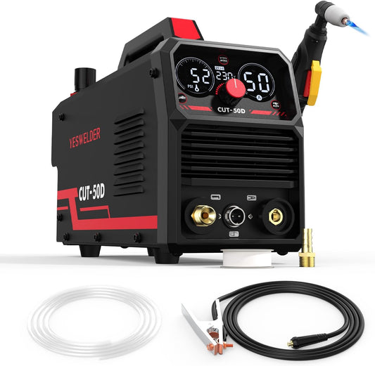 YESWELDER 50Amp Plasmasnijder HF, Non-Pilot Arc Groot LED Digitaal Display, Max. snijdikte 20mm, 230V plasmasnijmachine