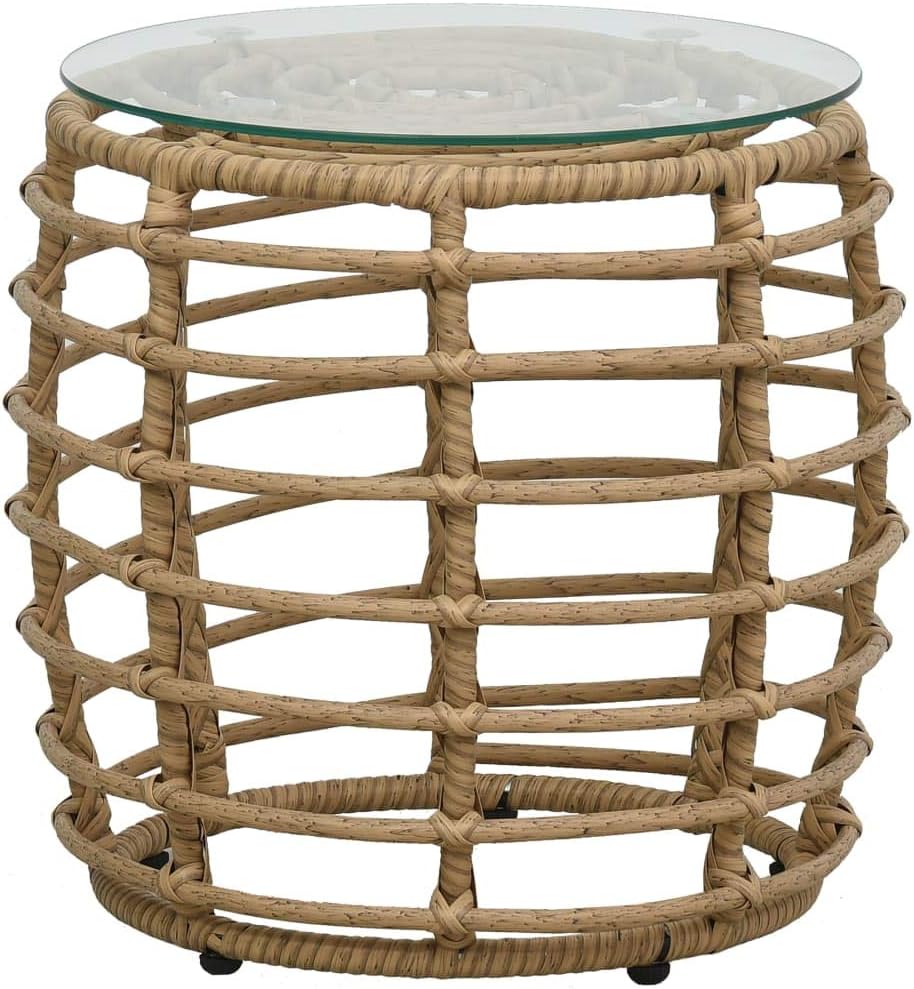 Festnight Set van tafel en stoelen, 3-delig, tuinmeubelen voor buiten, synthetische rotan, eikenkleur - QUORE