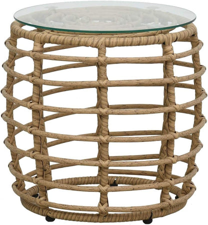 Festnight Set van tafel en stoelen, 3-delig, tuinmeubelen voor buiten, synthetische rotan, eikenkleur - QUORE