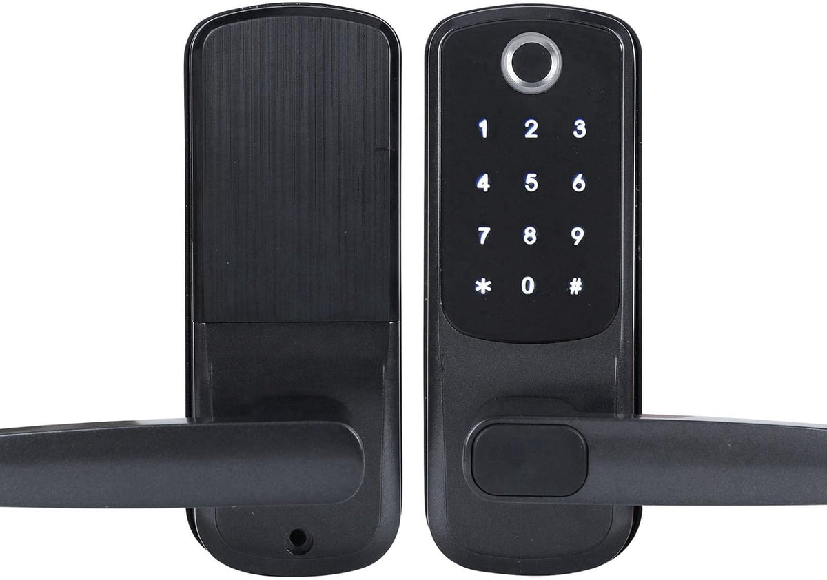Slim deurslot, vingerafdruk wachtwoord deurslot wifi elektronisch touchscreen slot met handvat, 5 manieren om te ontgrendelen, ondersteuning voor spraakbesturing