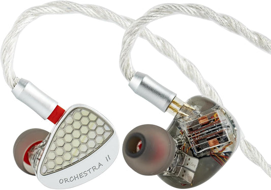 In-Ear Monitor – IEM Oordopjes – In-Ear Hoofdtelefoon – Monitor Oortjes – Zilverkleurig – 10 Balanced Armature Drivers per Oor – Handgemaakte Behuizing met Goede Geluidsisolatie