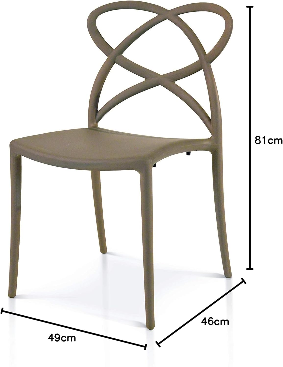 Fashion Commerce 04-fc905 stoelenset, polypropyleen, beige, 46 x 49 x 81 cm, 4 stuks