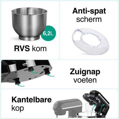 Keukenmachine – Food Processor – Keukenmixer – Blender – Mixer – 2000W Motor – 6,2L RVS Mengkom