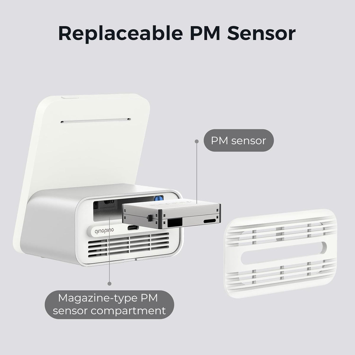 Qingping Air Quality Monitor Gen 2, Air Quality Monitor Indoor Detects PM2.5, CO2, PM10, Noise, Temperature and Humidity, New Upgraded Alarm Clock Function, Air Quality Tester for Bedroom