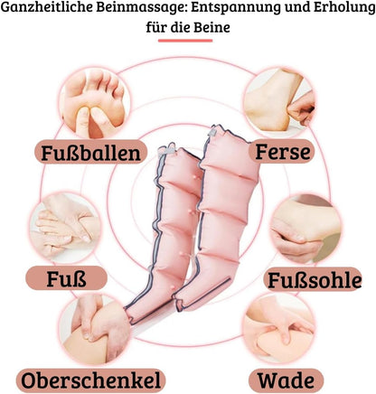 Beencompressieapparaat voor lymfedrainage plus GRATIS uitbreiding, oedeemreductie, met pneumatische beenmassage, compressie, verbetering van de bloedcirculatie inclusief uitbreiding (Roze, M)