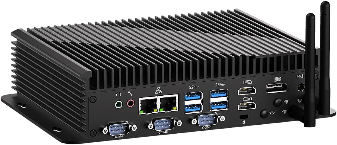 Mini PC – Mini Computer – Industrieel PC – Compact Desktop – Windows 11 Pro – Intel Core i5 1235U – 32GB DDR5 RAM – 1TB NVMe SSD – Ventilatorkoeling – 3x 4K Displays – 6x COM Poorten – WiFi 6 – 2x 2.5G LAN