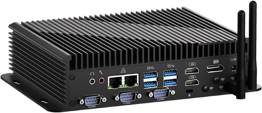 Mini PC – Mini Computer – Industrieel PC – Compact Desktop – Windows 11 Pro – Intel Core i5 1235U – 32GB DDR5 RAM – 1TB NVMe SSD – Ventilatorkoeling – 3x 4K Displays – 6x COM Poorten – WiFi 6 – 2x 2.5G LAN