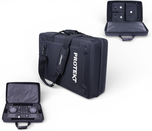 DJ-controller tas – Draagtas – Hardcase – Beschermtas – Koffer – Zwart – 60 x 38 x 17 cm – Met vakken voor laptop en accessoires – Waterbestendige polyester buitenkant