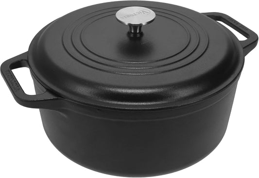 Victoria Dutch Oven Inductie Geëmailleerd Gietijzer 29cm, Cocotte 6,6L, PTFE en PFOA vrij, Geschikt voor Vuur, Barbecue, Oven, Kookplaat, Keramische kookplaat, Gas