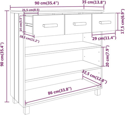 vidaXL Wall table HAMAR 90x35x90 cm solid pine wood dark grey, table, bench table, hallway table, hallway table, side table, accent table