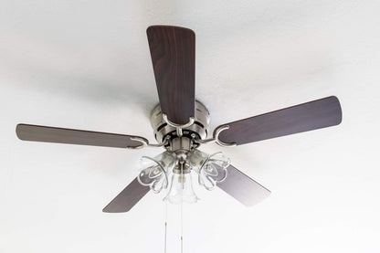 Pepeo 105620191 Kisa Deluxe plafondventilator 105 cm geborsteld nikkelvleugel eiken/walnoot inclusief verlichting en trekschakelaar