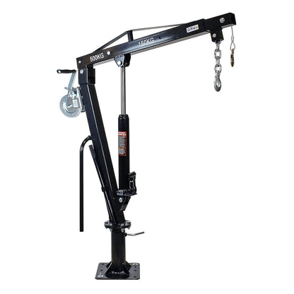 Pick-up laadkraan draaglast 500kg en 360° draaibaar – kabellier – massieve standvoet – grondmontage