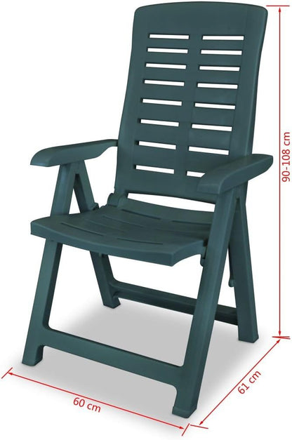 Festnight 4/6 Folding Chairs Outdoor Garden Patio Camping Chair 60 x 61 x 108 cm Plastic Green - QUORE