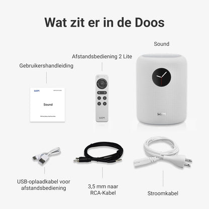 WiiM Sound slimme speaker met 1,8″ touchscreen, Hi-Res 24-bit/192 kHz, AI RoomFit™, 100 W piek, Wi-Fi 6E/Bluetooth 5.3, multiroom & stereoparing, afstandsbediening inbegrepen