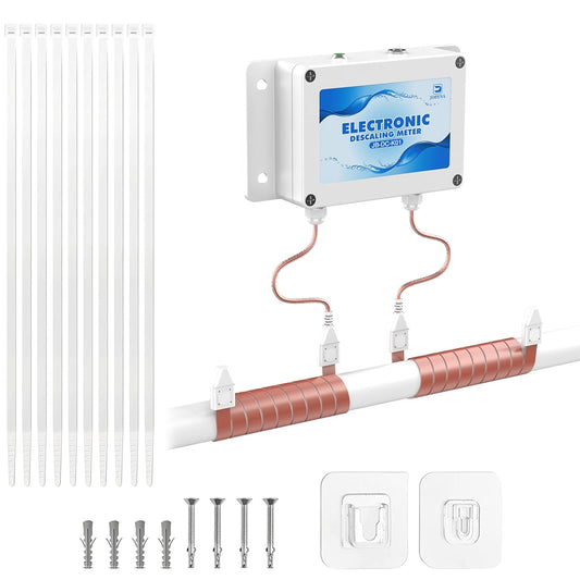 Elektronische waterontkalker – Waterontharder – Antikalkinstallatie – Kalkverwijderaar – Waterontkalkingssysteem – Voor het Hele Huis – Zonder Zout en Chemicaliën – Snelle Doe-Het-Zelf Montage