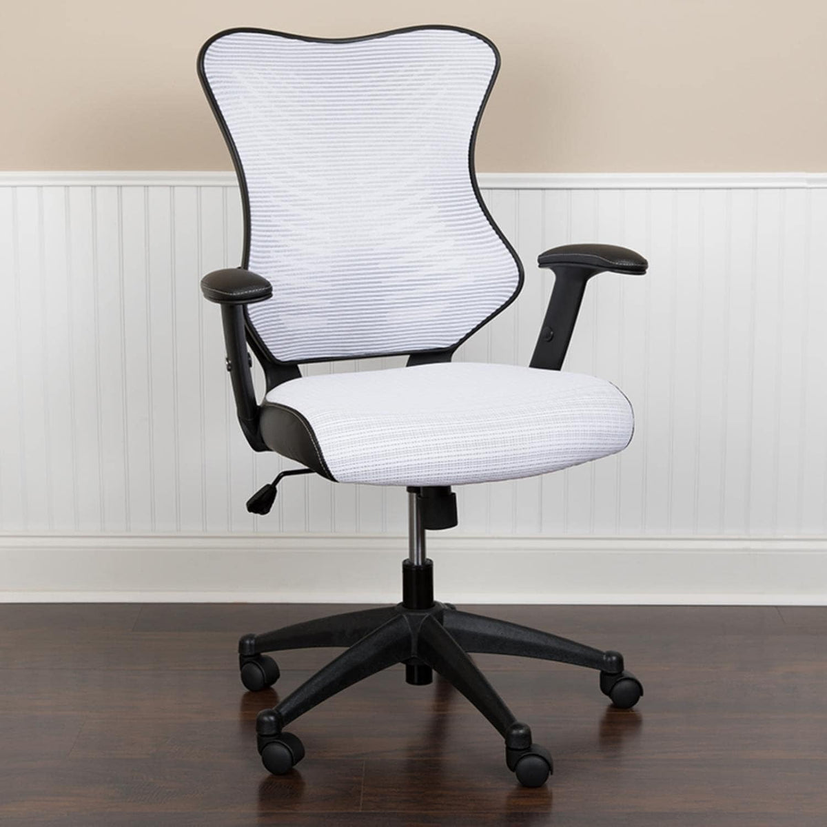 Flash Furniture High Back Designer White Mesh Executive Swivel Ergonomische bureaustoel met verstelbare armen, 65,75 cm B x 64 cm D x 99 cm H