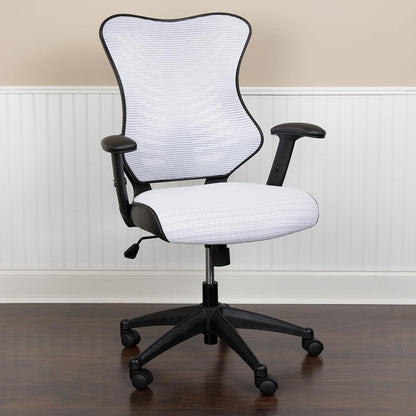 Flash Furniture High Back Designer White Mesh Executive Swivel Ergonomische bureaustoel met verstelbare armen, 65,75 cm B x 64 cm D x 99 cm H