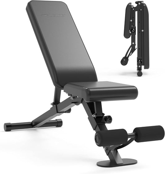 leikefitness Verstelbare halterbank, opvouwbare trainingsbank met automatisch slot voor rechtopstaande hellingsachteruitgang en platte volledige lichaamsoefening (GM58101 (ZWART))