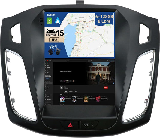 BXLIYER [Octa-Core, 6G+128G] Android 14 Autoradio Voor Ford Focus (2010-2013) - Draadloze CarPlay/Android Auto - Camera & MIC - IPS 9.7 Inch 2 Din - Stuurwiel DAB Fast-boot 360-CAM WIFI DSP