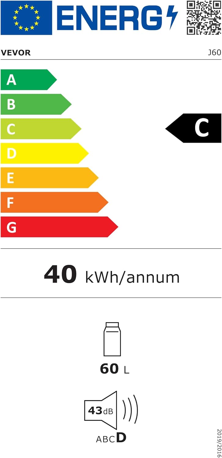 VEVOR Koelkastkoelkast van 12 volt, 60 liter (63,4 qt) draagbare vriezer met één zone, -40 ° F instelbare temperatuur, compressorkoeler voor thuis, buiten, camping, camper, auto, zwart
