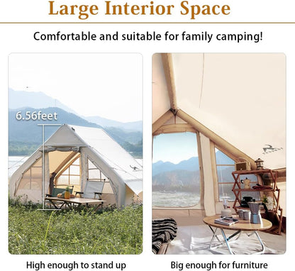 TOMOUNT Opblaasbare tent, 300D waterdicht polyester, familietent voor 4 personen, eenvoudig op te zetten, glampingtent met opbergtas en luchtpomp, campingtent voor outdoor, camping, wandelen, festival