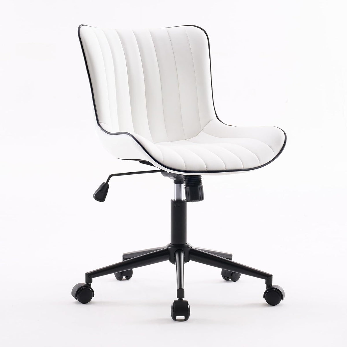 YOUTASTE Bureaustoel, ergonomisch, in hoogte verstelbaar, stoel met PU-leer en wielen, draaistoel, kantelfunctie, computerstoel, 136 kg belastbaar, wit