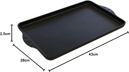 Favoriete pan Teppanyaki grillplaat XXL 43x28 cm - gladde plancha met anti-aanbaklaag van aluminium voor alle warmtebronnen, incl. inductie en buitengrill