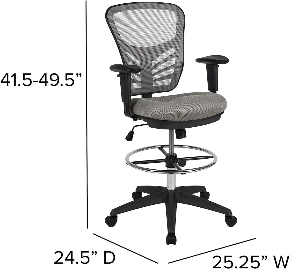 Flash Furniture Opstellen Krukken, Schuimmetaal Plastic Gebouwd Hout, Lichtgrijs Netwerk/Zwart Kader