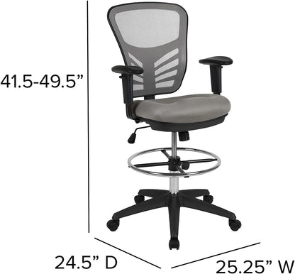 Flash Furniture Opstellen Krukken, Schuimmetaal Plastic Gebouwd Hout, Lichtgrijs Netwerk/Zwart Kader