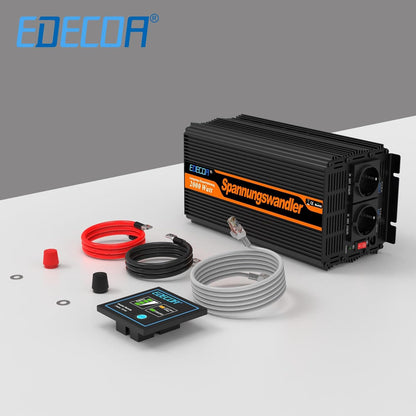 EDECOA 2000W/4000W omvormer 24v 230V Volt Spanningsomvormer met Nieuwe Afstandsbediening 2X USB voor Zonnepaneel Auto Camper