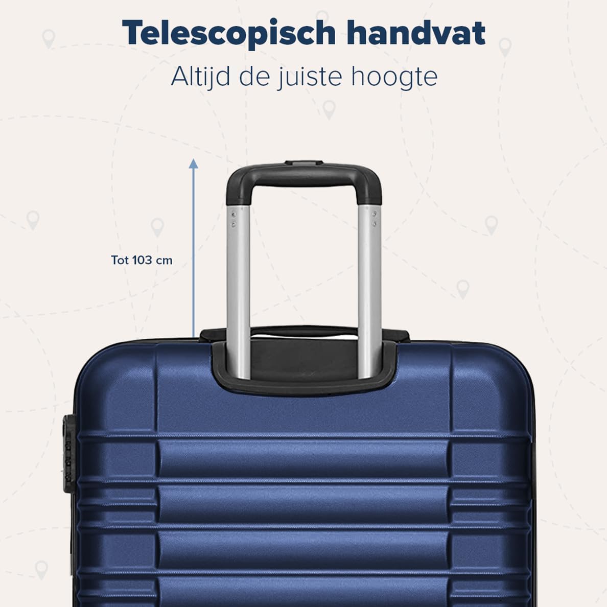 TRVLMORE Kofferset - 3 Delig - 38L Handbagage + 110L Ruimbagage - Lichtgewicht - Trolley - Reiskoffer Set - Donkerblauw
