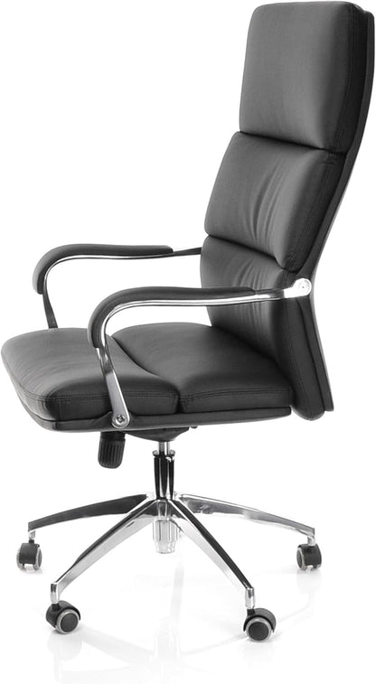 hjh OFFICE 600700 Bureaustoel, directiestoel BRUNELLO 20, kunstleer, zwart, dik gevoerd en vele instellingen, hoge rugleuning, ergonomische bureaustoel, draaistoel, XXL managersstoel