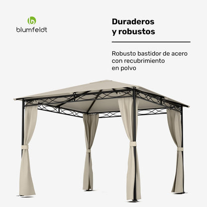 Tuinpaviljoen – Tuinoverkapping – Tuinkamer – Tuinlounger – Tuinhuisje – 295x267x295 cm – Water- en UV-bestendig Polyester – Roestvrij Stalen Frame