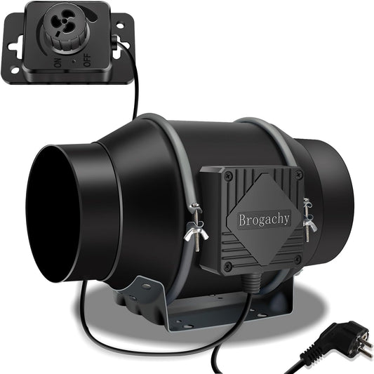 150 mm Kanaalventilator – Afvoerventilator – Buisventilator – Inline Ventilator – Traploos Regelbaar 0-100% – 60W En 689 m³/h, 32 dBA