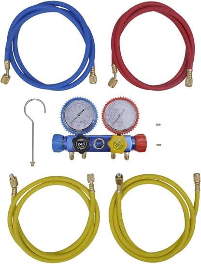 Vacuümpomp – Vacuümpomp Set – Koelvacuümpomp – Aircometer – Manometer Set – Aluminium Behuizing – 50 L/min Capaciteit