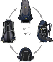 Wandelrugzak - Kampeertas - Trekking rugzak - Camping Essentials Tas - 70L - Lichtgewicht - Waterdichte - Nylon - Donkerblauw