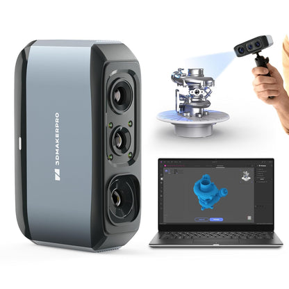 3D-scanner met 0,03 mm nauwkeurigheid, 0,07 mm resolutie, 24-bits kleurencamera, anti-shake lenzen, compatibel met Windows/MacOS, draagbare 3D-scanner voor 3D-printen [3DMakerpro Moose Premium Kit]