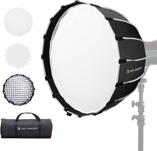 Softbox 120 cm – Parabolische Softbox – Octabox – Fotolichtbox – Studio Softbox – Bowens Mount – Quick Release-Ontwerp Met Honingraatrooster En Zachte Diffuser