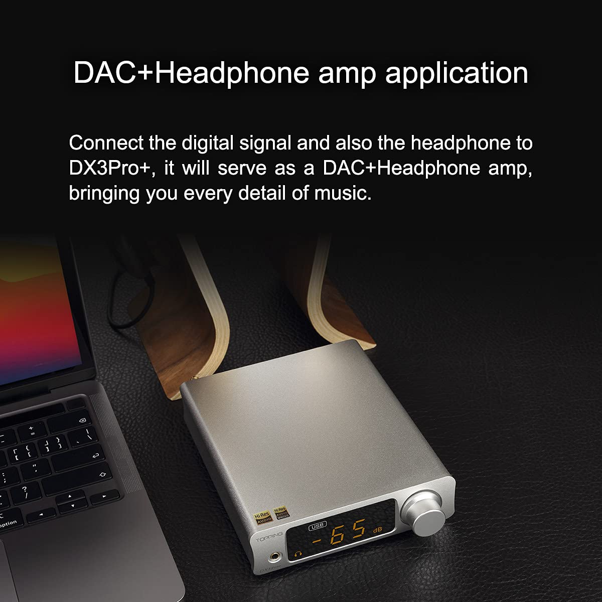 Topping DX3pro+ LDAC Hoofdtelefoonversterker - ES9038Q2M XU208 NFCA Bluetooth5.0 Audio Decoder USB/Opt/Coax DAC AMP Voorversterker met Afstandsbediening (Zwart)