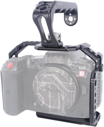 NICEYRIG R5 R5 C R6 kooikit voor Canon spiegelloze camera met bovenhandgreep en verschillende uitbreidingsinterfaces, aluminium kooi voor Canon R5 R6 R5 C spiegelloze camera-538