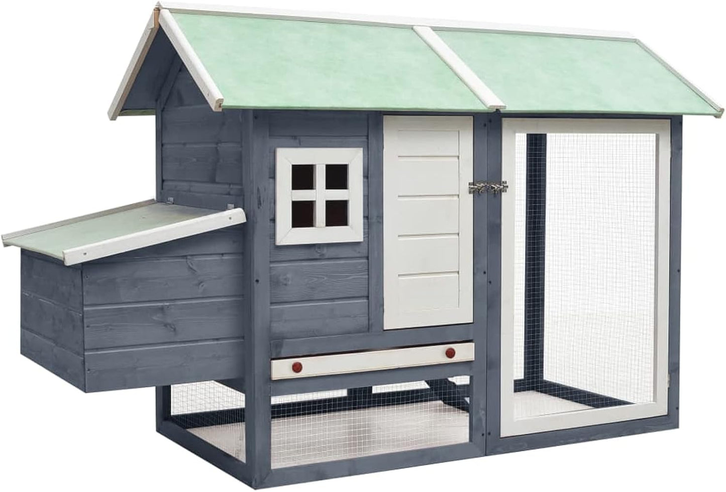 Kippenhok – Kippenkooi – Pluimveeverblijf – Kippenren – Konijnenhok – Stevig Houten Frame – Uitschuifbare Lade – Ventilatiegaas – Waterbestendig Dak – 170x81x110 cm