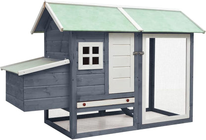 Kippenhok – Kippenkooi – Pluimveeverblijf – Kippenren – Konijnenhok – Stevig Houten Frame – Uitschuifbare Lade – Ventilatiegaas – Waterbestendig Dak – 170x81x110 cm