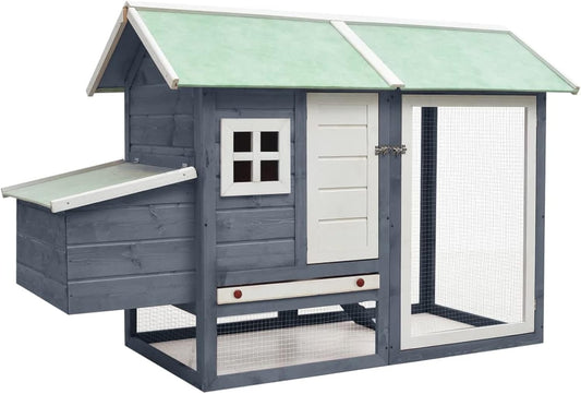 Kippenhok – Kippenkooi – Pluimveeverblijf – Kippenren – Konijnenhok – Stevig Houten Frame – Uitschuifbare Lade – Ventilatiegaas – Waterbestendig Dak – 170x81x110 cm