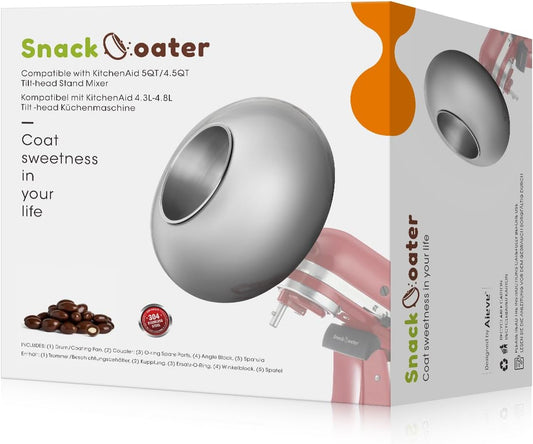 Aieve Snack Coater Compatible with KitchenAid Tilt-Head Stand Mixer for Making Chocolate Covered Almonds, Pistachio, Peanut, Freeze Dried Strawberry, Raisin, Macadamia Nuts and Blueberry