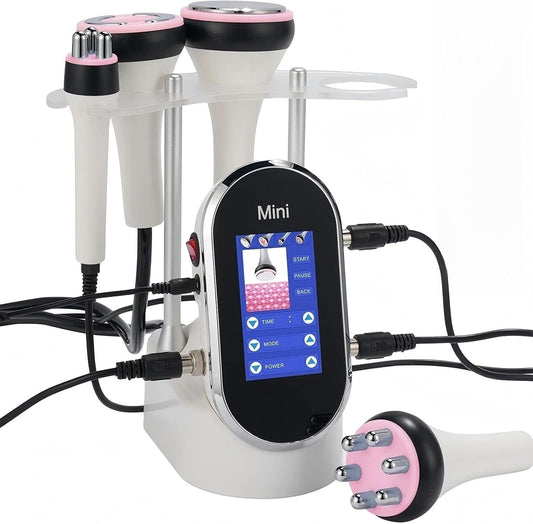 4-In-1 Cavitatiemachine – RF Apparaat – Vacuüm Massageapparaat – Lichaamsvormingsapparaat – Huidverstevigingsapparaat – 4 Opzetstukken – 5 Intensiteitsniveaus