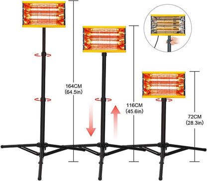 Infrarood Verflamp – Verf Droger – Verflamp Lamp – Infrarood Lamp – Drooglamp – 2000W Vermogen – Aluminiumlegering Behuizing