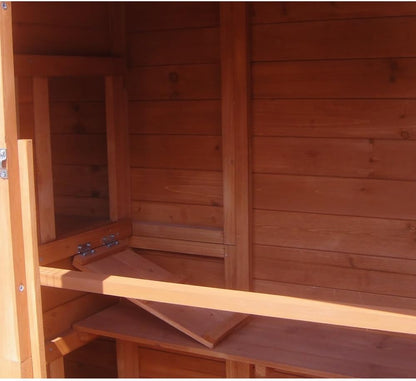 Kippenhok – Kippenren – Pluimveeverblijf – Hennenhok – XXL Kippenren Met Vloerloze Ren – Houten Constructie – 4 Nestplaatsen – Schuifdeur – Weerbestendig Dak - QUORE