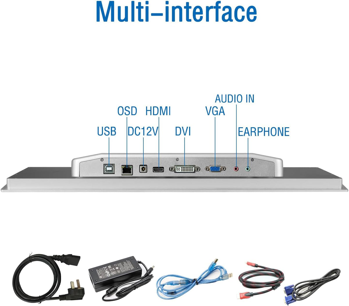 GrenTouch 21,5 inch LCD-monitor met 10-punts touchscreen en aluminium behuizing. Geïntegreerde touchscreen-monitor voor industrie, geneeskunde en detailhandel.
