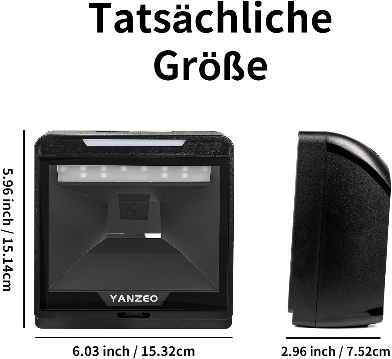 Yanzeo YS868 Laser Flatbed Desktop Omnidirectionele Barcodelezer Hoge Snelheid Automatische 1D Laser Barcode Scanner Afbeelding