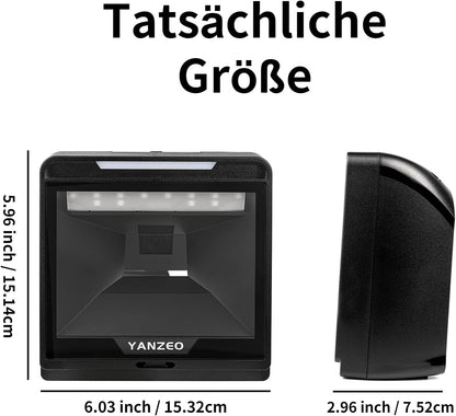 Yanzeo YS868 Laser Flatbed Desktop Omnidirectionele Barcodelezer Hoge Snelheid Automatische 1D Laser Barcode Scanner Afbeelding